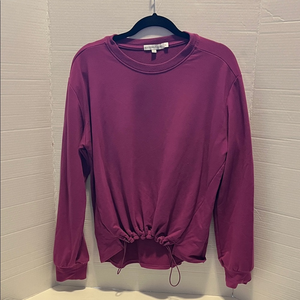 Sincerely Jules Purple Drawstring Sweatshirt Large Stretch Women